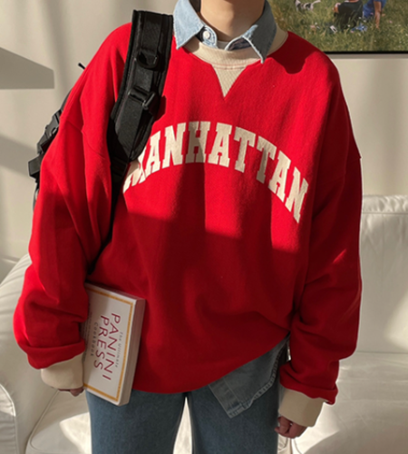 [SET] 맨하탄 쭈리 맨투맨+오버핏 데님 셔츠 세트