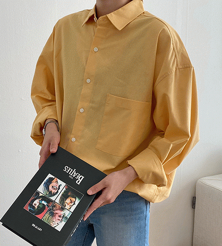 모스 베이직 오버핏 포켓 셔츠 (6color)