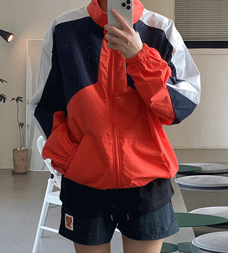 스트릿 배색 바람막이 집업 자켓 (3color)